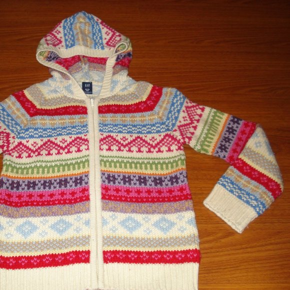 New! Gap fair isle knit zip up sweater / hoodie - Picture 3 of 5